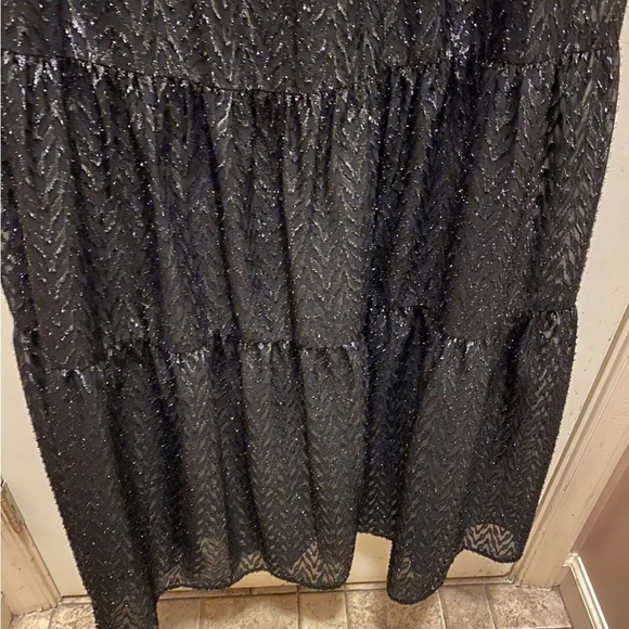 Michael Kors Peasant Top Black w/ Silver Sparkles Dress Sz Med NWT!! - Picture 12 of 12